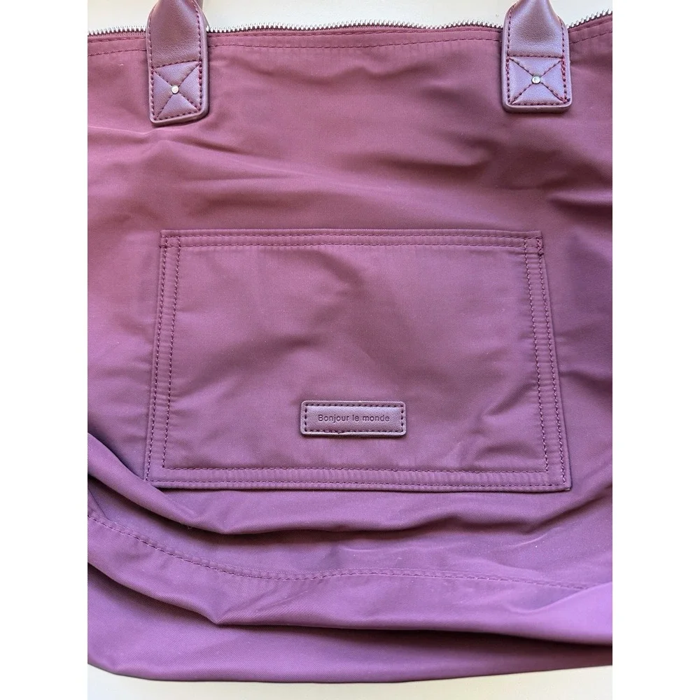 Zara Maroon Nylon Tote‎ Bag Purse Capsule Bonjour Le Monde French Resort
